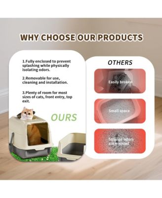 Double-Door Cat Litter Box, Easy In & Out – Grey