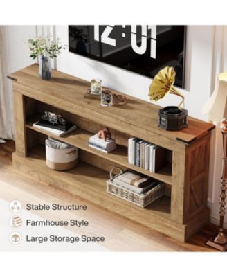 Farmhouse TV Stand for 70-Inch TV, 63" Entertainment Center with Storage, Modern Media Console Table