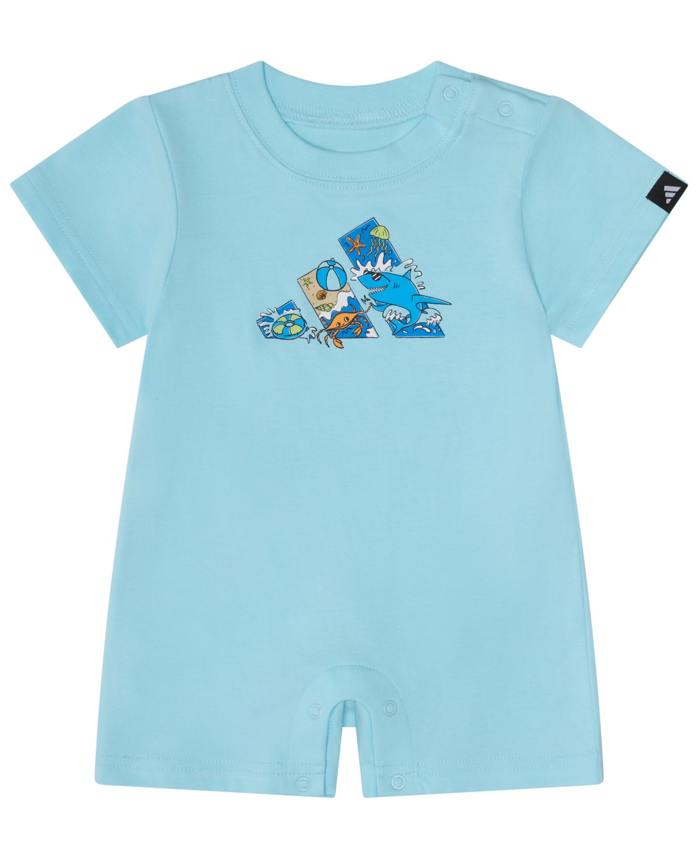 Комбинезон adidas Short-Sleeve Graphic Shortie Romper для мальчиков-малышей, цвет: Светлый синий — фото 1
