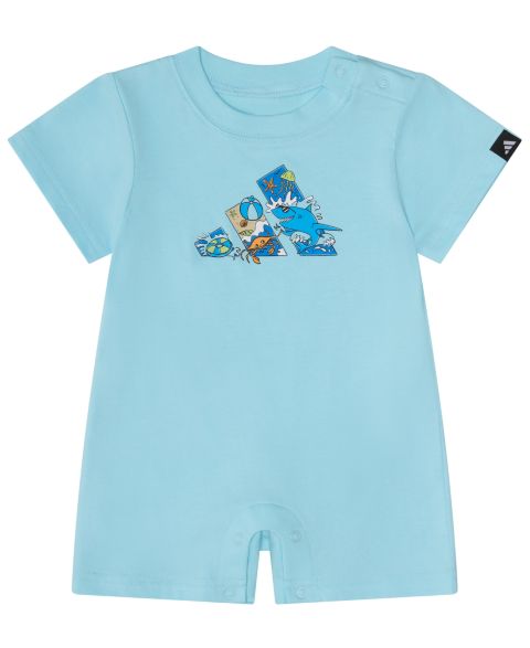 Комбинезон adidas Short-Sleeve Graphic Shortie Romper для мальчиков-малышей, цвет: Светлый синий
