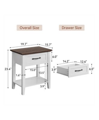 2-Tier Drawer Nightstand End Table, Storage Shelves Side Table for Living Room Study Room Bedroom