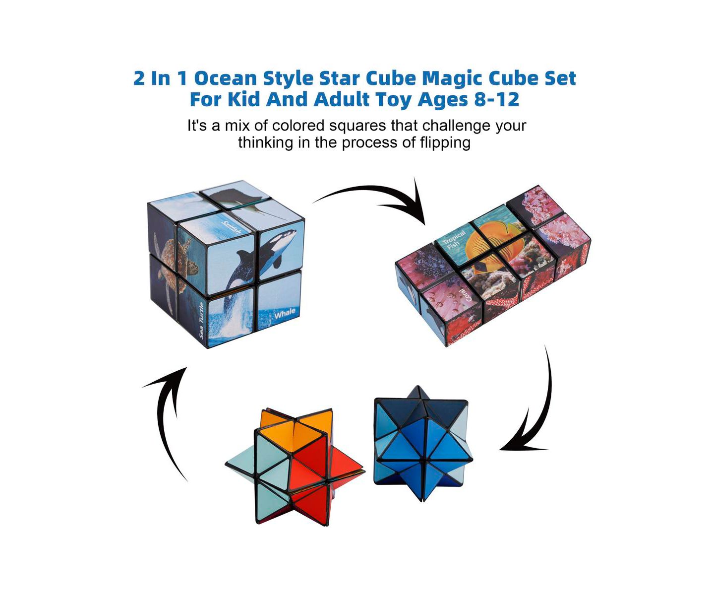 Детский пазл Bruce & Shark 2-in-1 Ocean Split Magic Cube Puzzle, Ages 8+, цвет: Розовый — фото 3