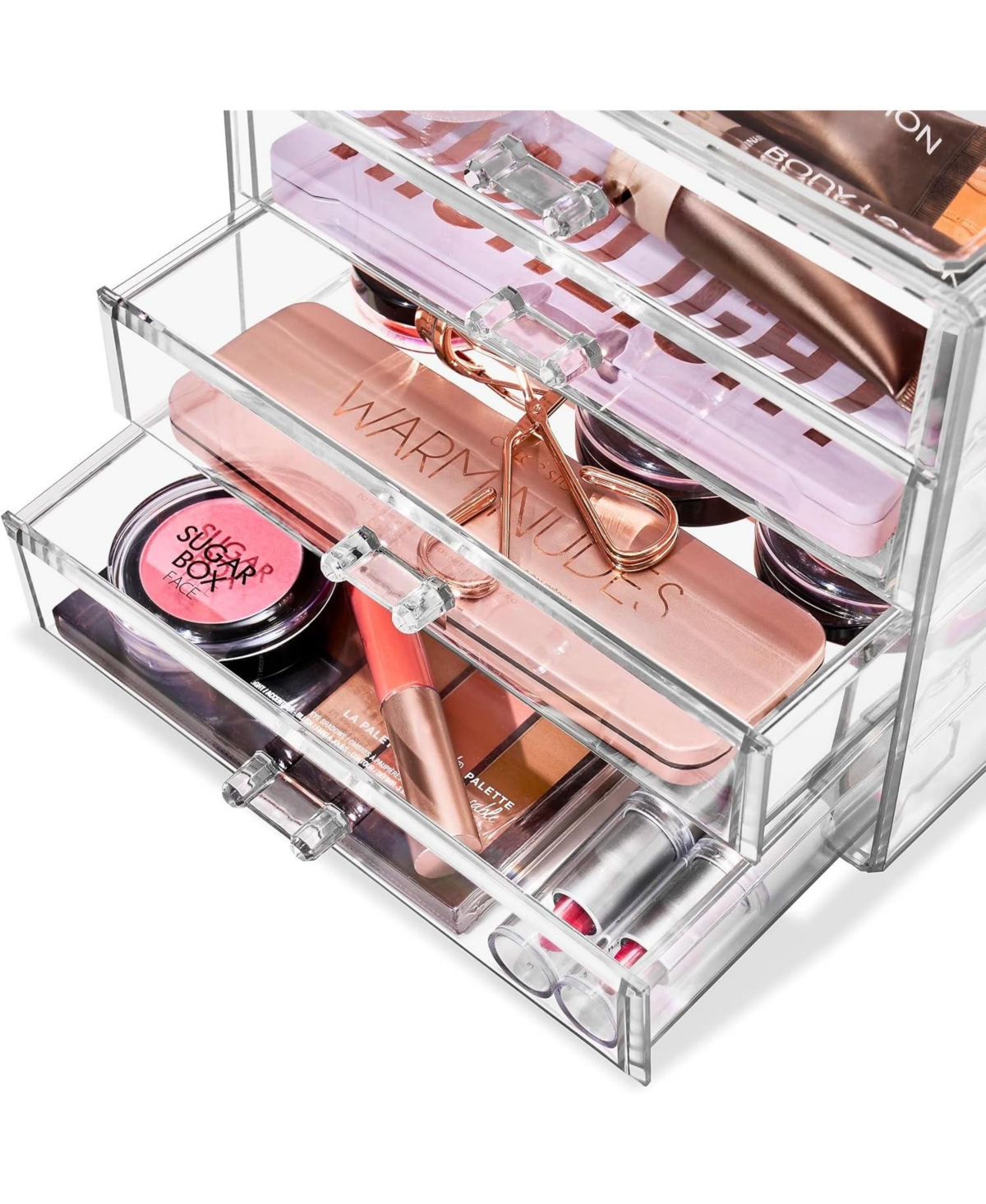 Sorbus 4 Drawer Clear Makeup Organizer and Storage for Cosmetics, Jewelry more Vanity, College Dorm