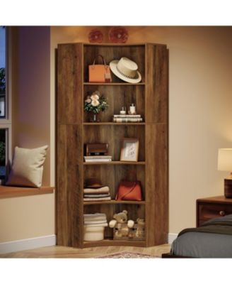 6-Tier Corner Bookshelf, 70.9" Tall