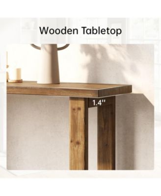 Solid Wood Console Table, 70.9-Inch Extra Long Wooden Sofa Table Behind Couch, Natural Brown