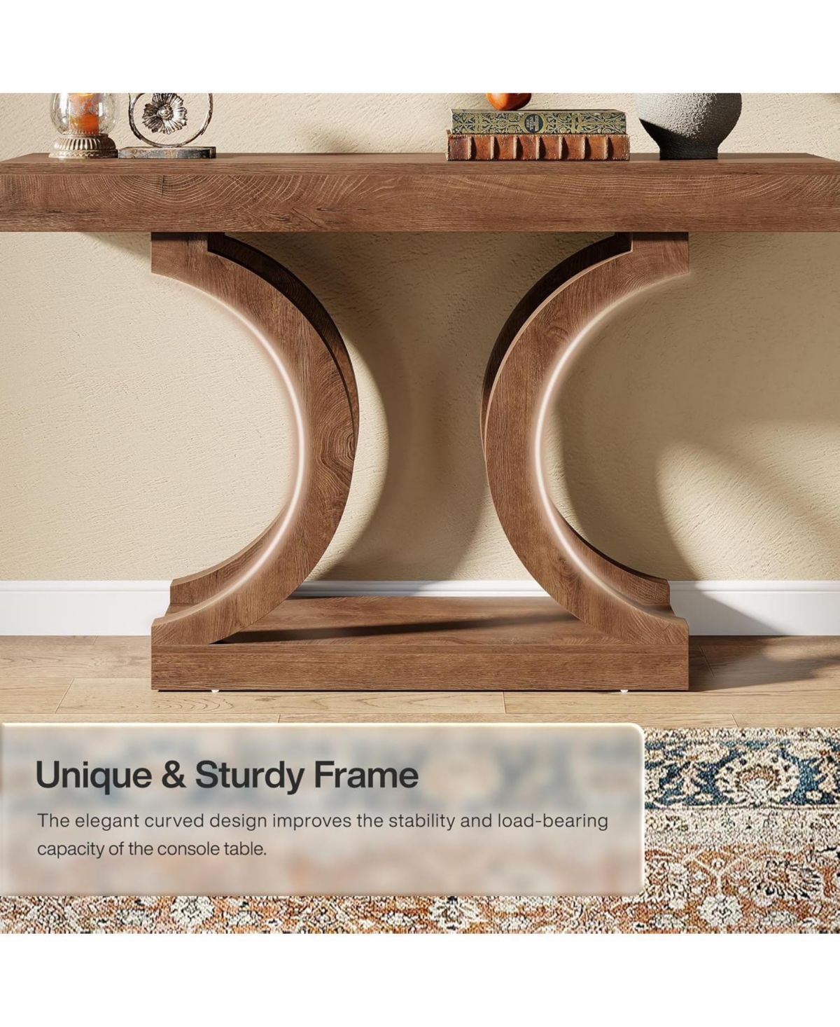 Tribesigns 43.31-Inch Farmhouse Console Table for Entryway, Unique Narrow Sofa Table Behind The Couch with Curved Legs