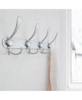 Heavy Duty Stainless Steel 5-Tri Hook Wall Rack for Hats, Coats, Towels, Silver