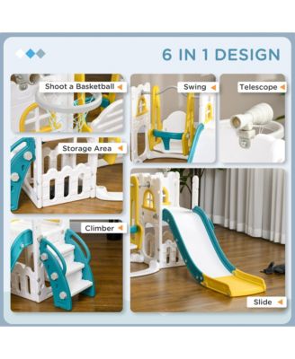6 in 1 Indoor Toddler Slide and Swing Playset