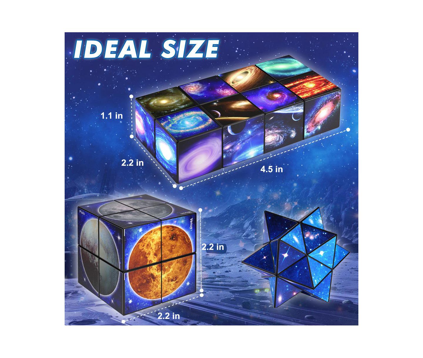Детский пазл Bruce & Shark Galaxy 2-in-1 Magic Cube Puzzle, 2-Piece, Ages 8+, цвет: Синий — фото 4