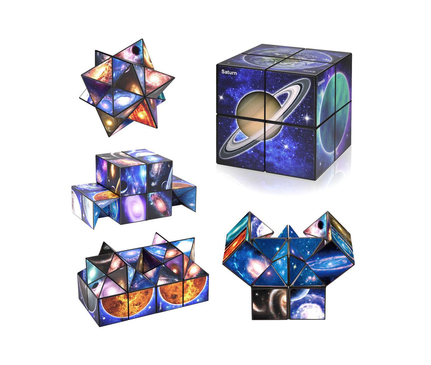 Детский пазл Bruce & Shark Galaxy 2-in-1 Magic Cube Puzzle, 2-Piece, Ages 8+, цвет: Синий — фото 1