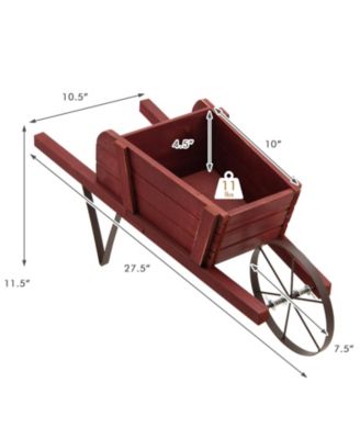 Wooden Wagon Planter Decorative Indoor/Outdoor Rustic Flower Cart with Wheel