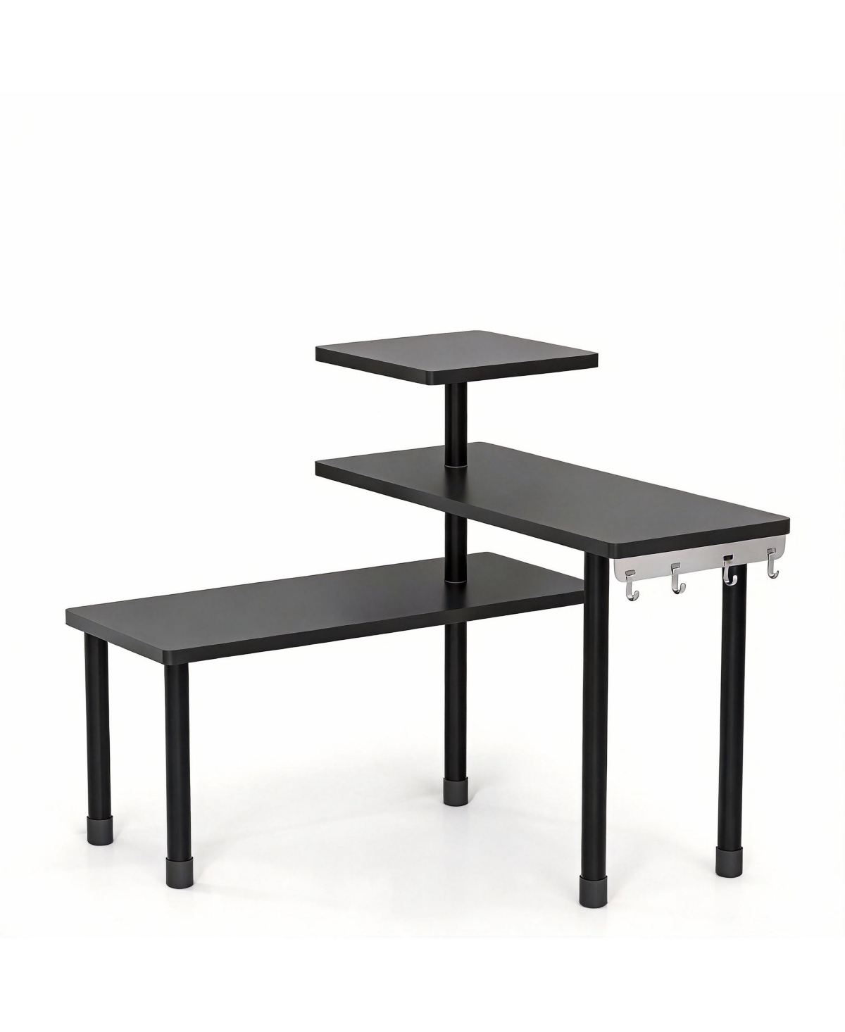 Yigii Adjustable 3-Tier White Bathroom Organizer for Makeup and Vanity - Black