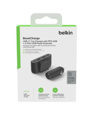 BoostCharge USB-C Car Charger with PPS 30W and 4 Port USB Power Extender