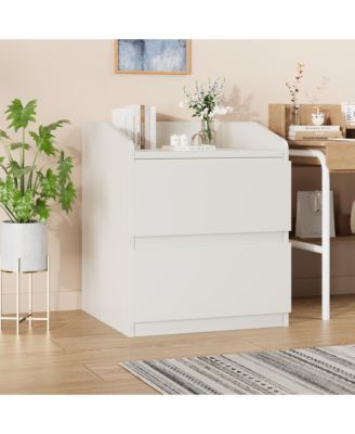 Modern Handle-Free 2-Drawer Nightstand with Storage for Bedroom or Office