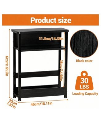 Slim Side Table Nightstand with Storage Shelf & Magazine Rack for Small Spaces