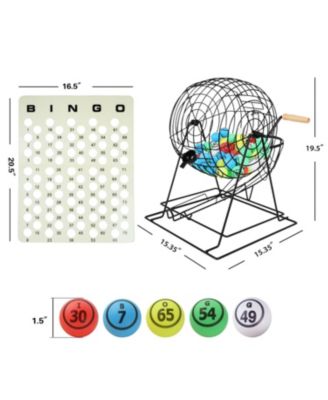 Bingo Game Set with Jumbo Bingo Cage and 1.5" Ping Pong Size Bingo Balls, Plastic Master Board