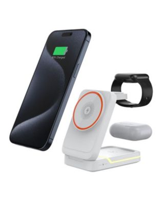 3-in-1 Magnetic Wireless Charger - Fast Charging Foldable Stand for Earphones, Watch and Phone, Phone Stand