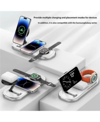 Foldable Wireless Charger with Charging Port - Magnetic 3-in-1 Charging Station, Watch and Earphone for Desktop