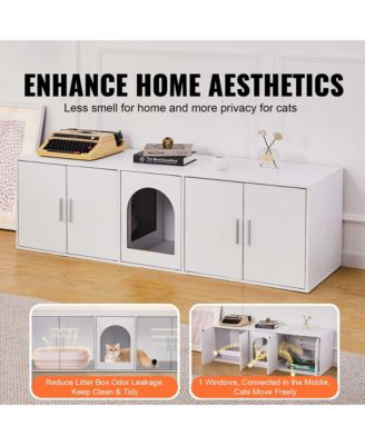Modern Hidden Cat Litter Box - 58"  Wooden Enclosure Furniture