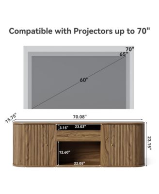 70-Inch Projector TV Stand, Entertainment Center with Storage, Mid-Century Modern Media Console