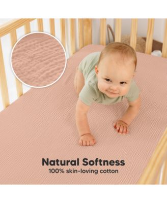 Lyra Muslin Crib Sheets for Boys, Girls, 2pk 52x28 Cotton Baby Crib Mattress Sheets Fitted, Soft, Breathable