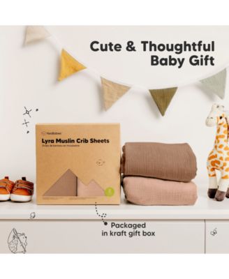 Lyra Muslin Crib Sheets for Boys, Girls, 2pk 52x28 Cotton Baby Crib Mattress Sheets Fitted, Soft, Breathable