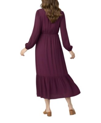 Puff Sleeve Ruffle Midi Dress - Motherhood