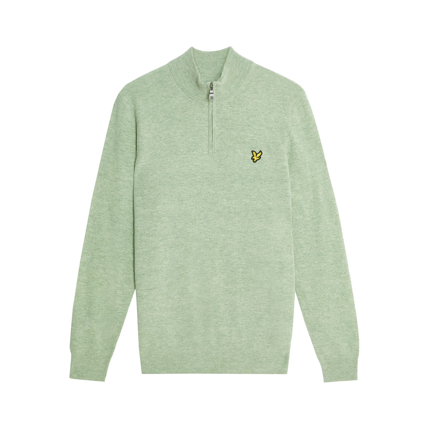 Мужской свитер Lyle & Scott Lambswool Blend Quarter Zip, цвет: Мятный меланжевый — фото 9
