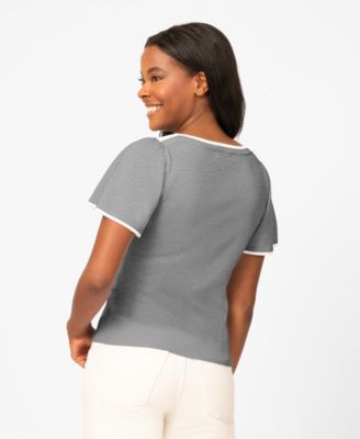 Petite Boat-Neck Flutter-Sleeve Sweater