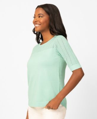 Petite Mixed Cable Round Hem Sweater