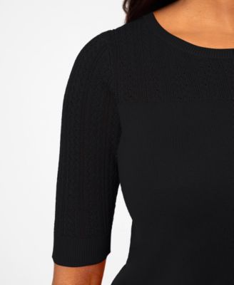Petite Mixed Cable Round Hem Sweater