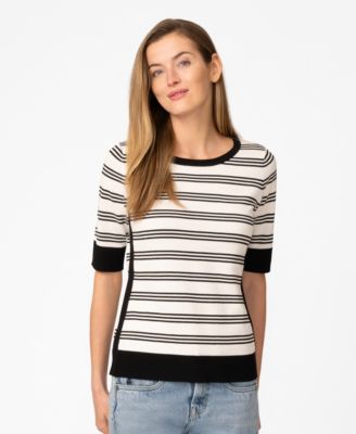 Women's Contrast Stripe Boat Neck Sweater