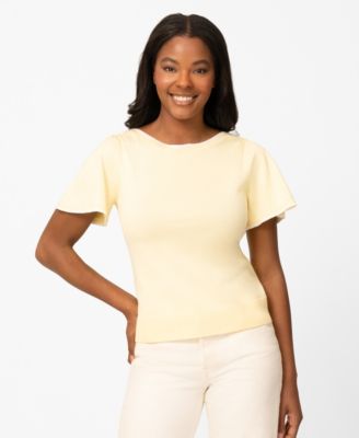 Women's Boat-Neck Flutter-Sleeve Sweater