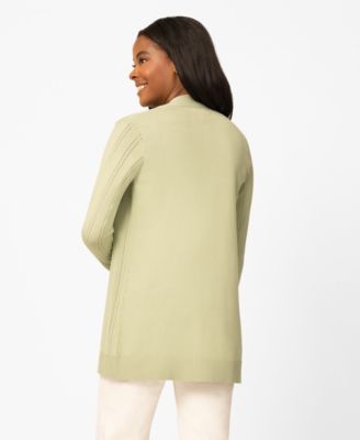 Women's Pointelle Open-Front Long Cardigan Sweater