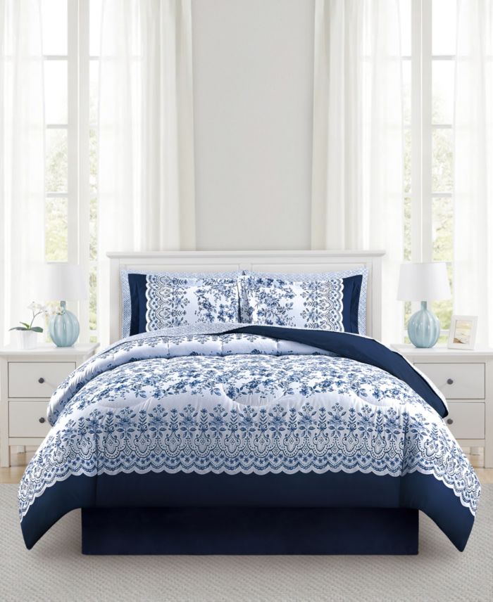 Enchante Accessories 8 Pc. Reversible Printed Microfiber Comforter Sets
