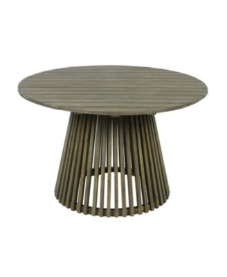 Outdoor Acacia Wood 4 Chair Set with Round Table, Grey & Cream