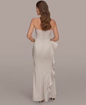 Women's Strapless Side Ruffle Gown