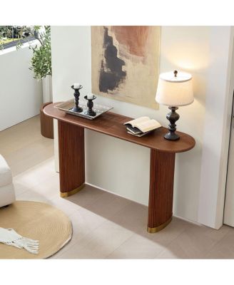 Narrow Console Table with Stainless Steel Legs, Modern Design