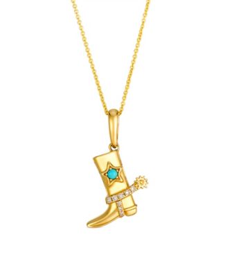 Turquoise (3/100 ct. t.w.) & Nude Diamond (7/100 ct. t.w.) Pendant Necklace in 14k Honey Gold