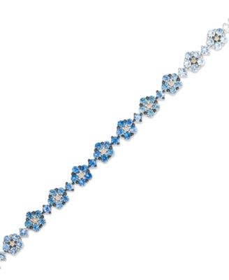 White Sapphire (57/100 ct. t.w.), Sapphire Ombre (5 ct. t.w.) & Diamond (7/20) Bracelet in 14k Vanilla Gold
