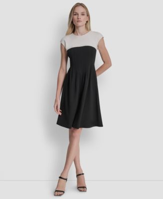 DKNY Women's Scuba Crepe Jewel Neck Dress - Macy's