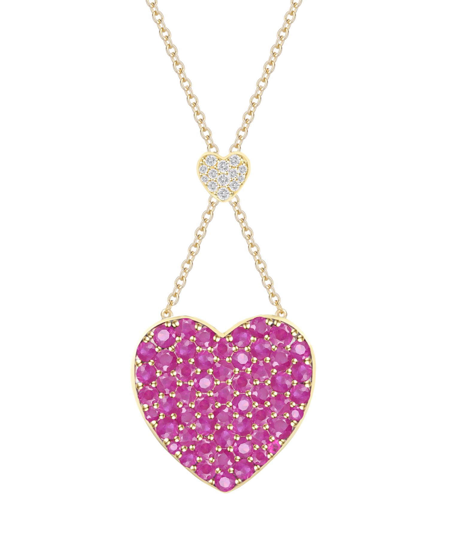 Ruby (1-1/2 ct. t.w.) & Diamond (1/20 ct. t.w.) Heart Pendant Necklace in 14k Yellow Gold