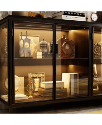 55'' W Sideboard With Glass Doors And Led Lights