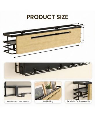 Wall Coat Rack with 5 Hooks & Shelf for Entryway, Hallway, Living Room