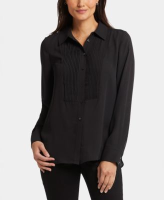Women's Tuxedo Long Sleeve Collared Top