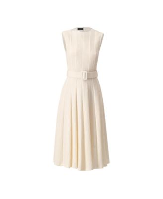Women's Sleeveless Midi Dress with Belt