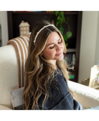 Women's Knotted Satin Headband - Ivory Pearl