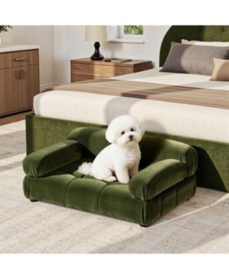 Marcel Modern Velvet Pet Bed - Upholstered Lounge for Dogs & Cats