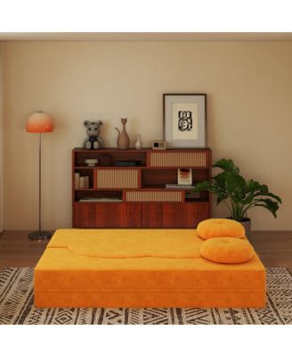 Folding Sofa Bed with Pillow, Twin Sleeper Sofa, Yellow