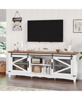 TV Stand for 70 Inch TV, Industrial & Farmhouse Media Entertainment Center with Storage